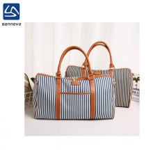 Canvas bag striped travel bag Korean short travel portable duffel bag factory direct wholesale custom